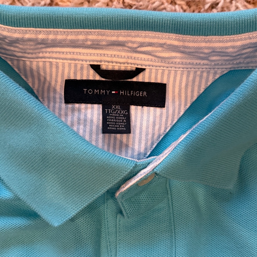 Tommy Hilfiger Men's Aqua Polo Shirt - Picture 2 of 3